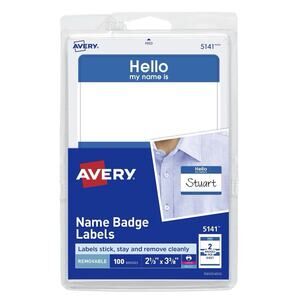 Avery Hello My Name Is Name Tags, Blue Border, 100 Badges